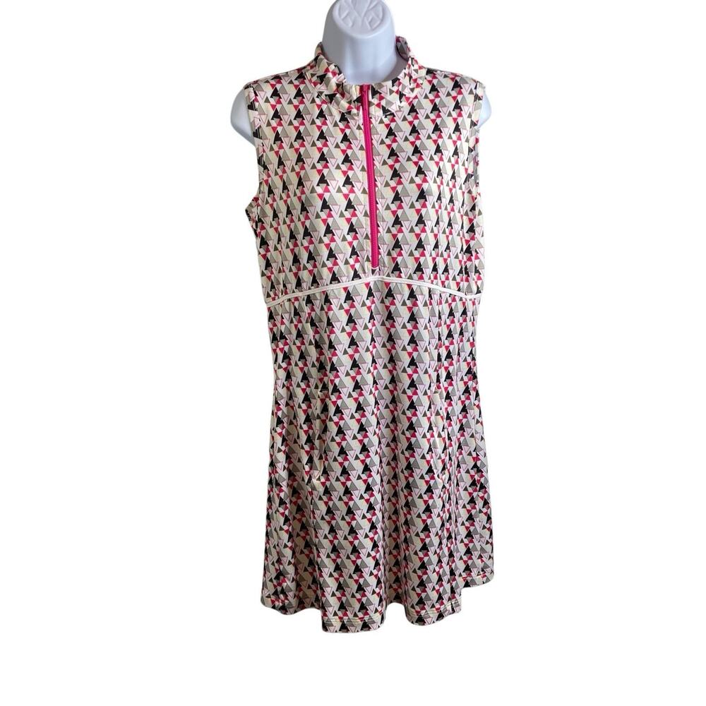 GG Blue Women's Pink‎ Geometric Luxe Sport Golf Dress Size S Country Club Preppy